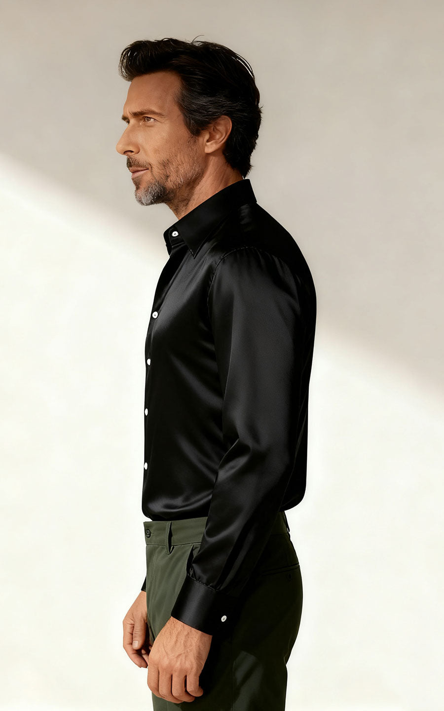 Black Acetate Men's Business Dress Shirt - Tailored Fit
