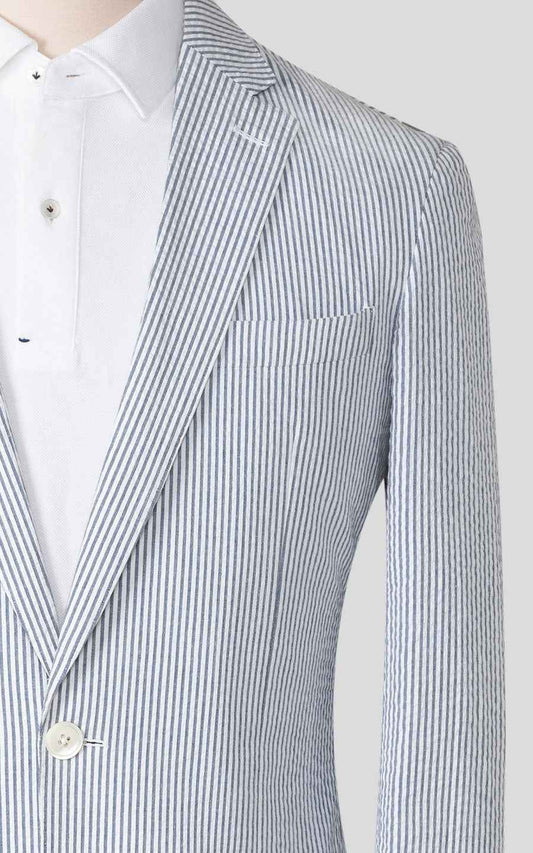 Light Gray Striped Casual Suit Set - Tailor Made