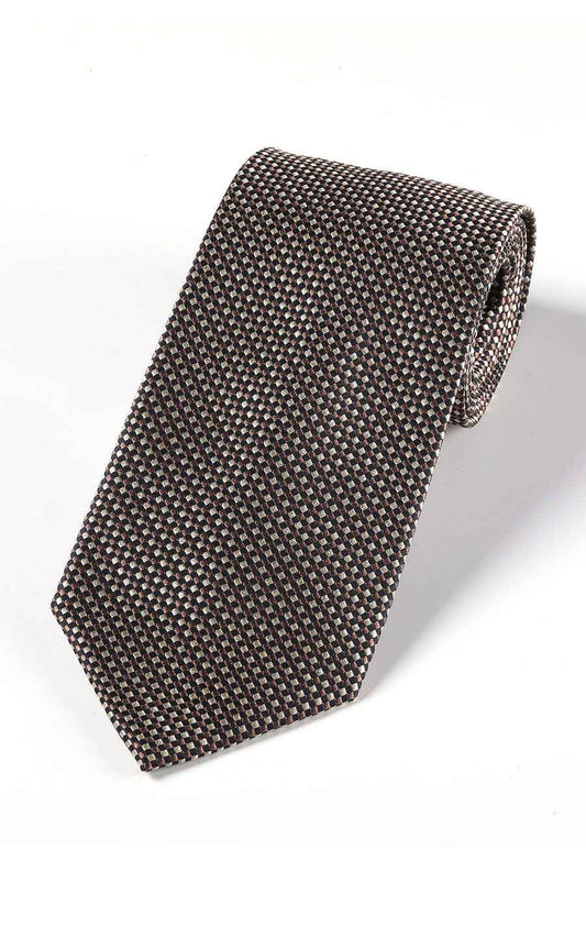 Brown polka dot silk tie - classic business formal