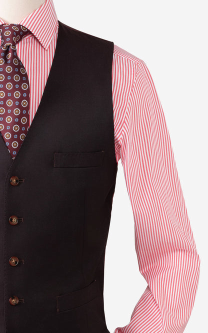 Burgundy wool vest side view - custom handmade tailoring