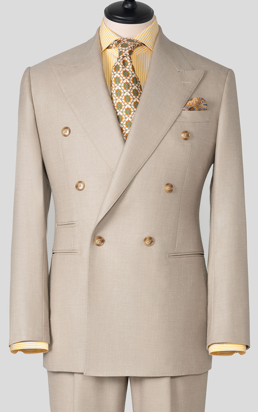 Man wearing light khaki custom tailored business suit