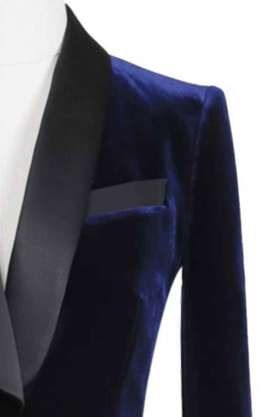 Women's Navy Velvet Blazer - Luxury Evening Wear