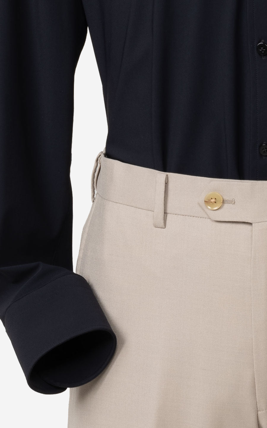 Tailored Beige Elastic- Tailored Suit Pants
