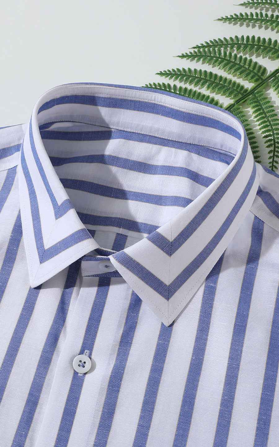 Blue White Striped Men's Shirts - Long Sleeve Custom Fit