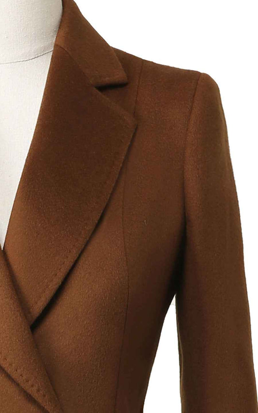 Women's Double-Breasted Brown Wool Coat