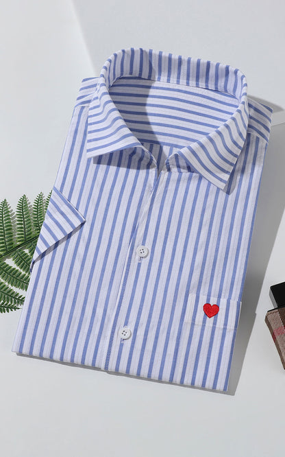 Men's Striped T-shirt with Heart - Custom Design