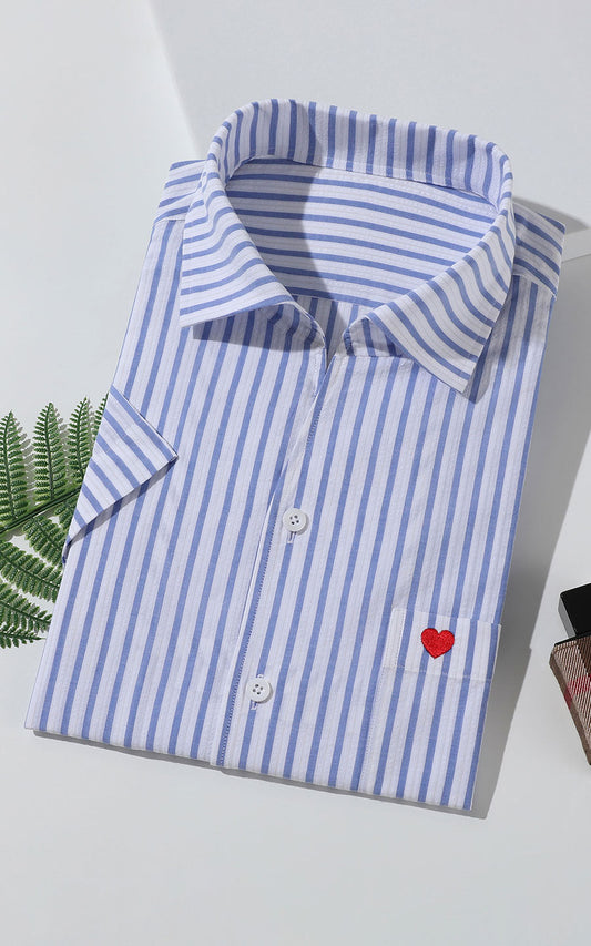 Men's Striped T-shirt with Heart - Custom Design