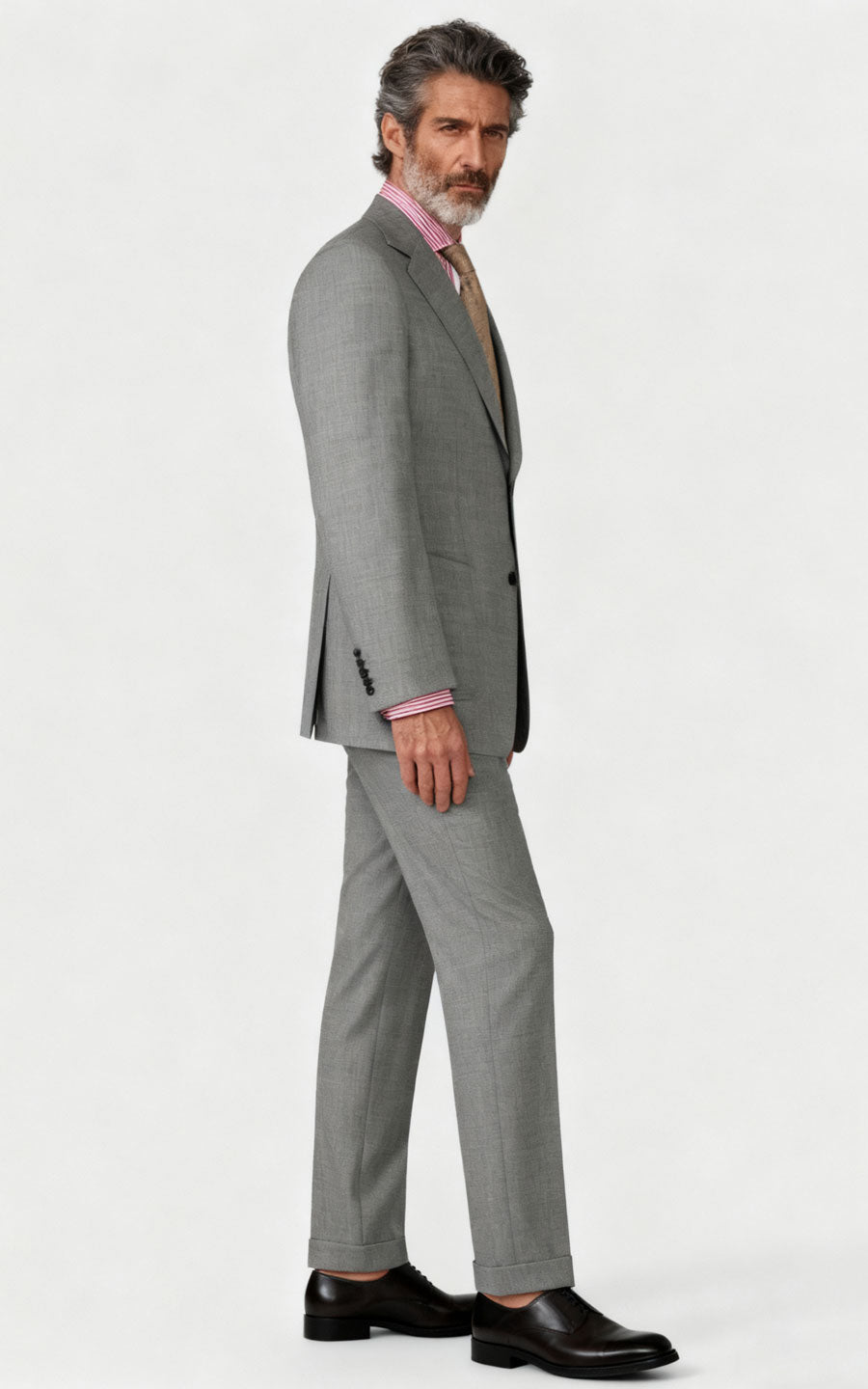 Suits customize Grey Wool Business Suit Set - Tailored Men's Attire