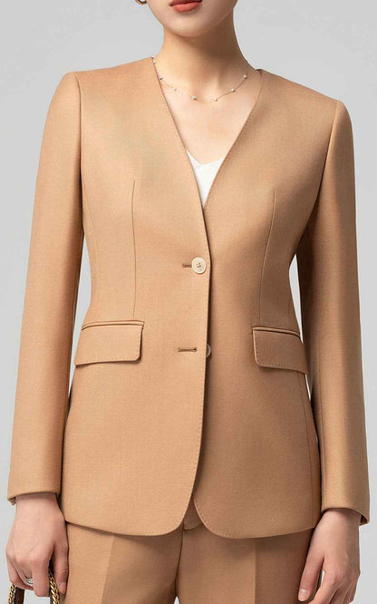 Women's Camel Business Suit Set - Blazer & Trousers