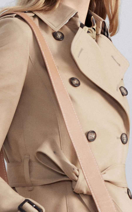 Classic Double-Breasted Trench Coat - Beige