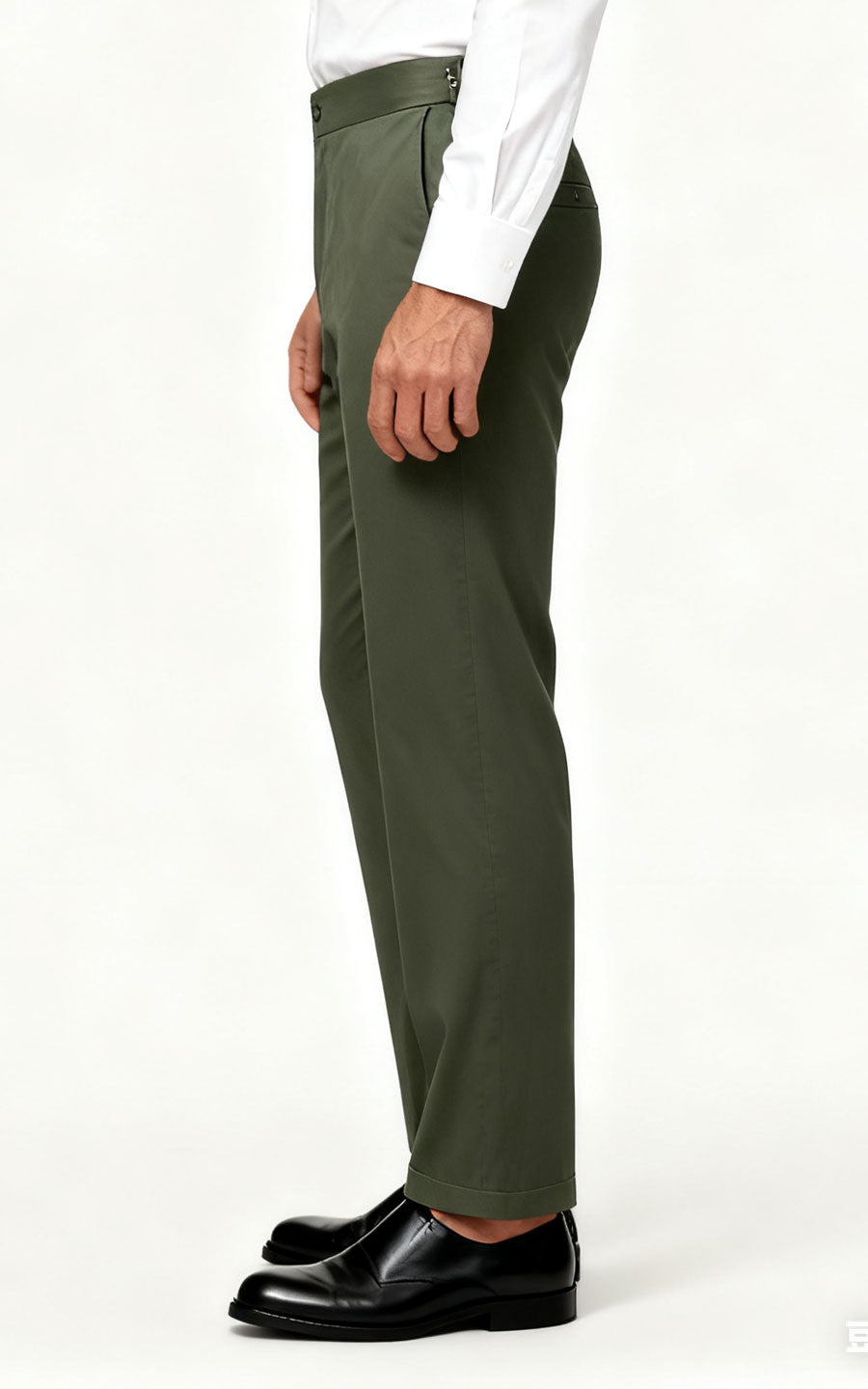 Dark Olive Wool Suit Pants - Premium Men's Trousers