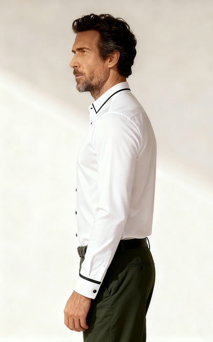 Custom Black & White Elegant Men's Dress Shirt