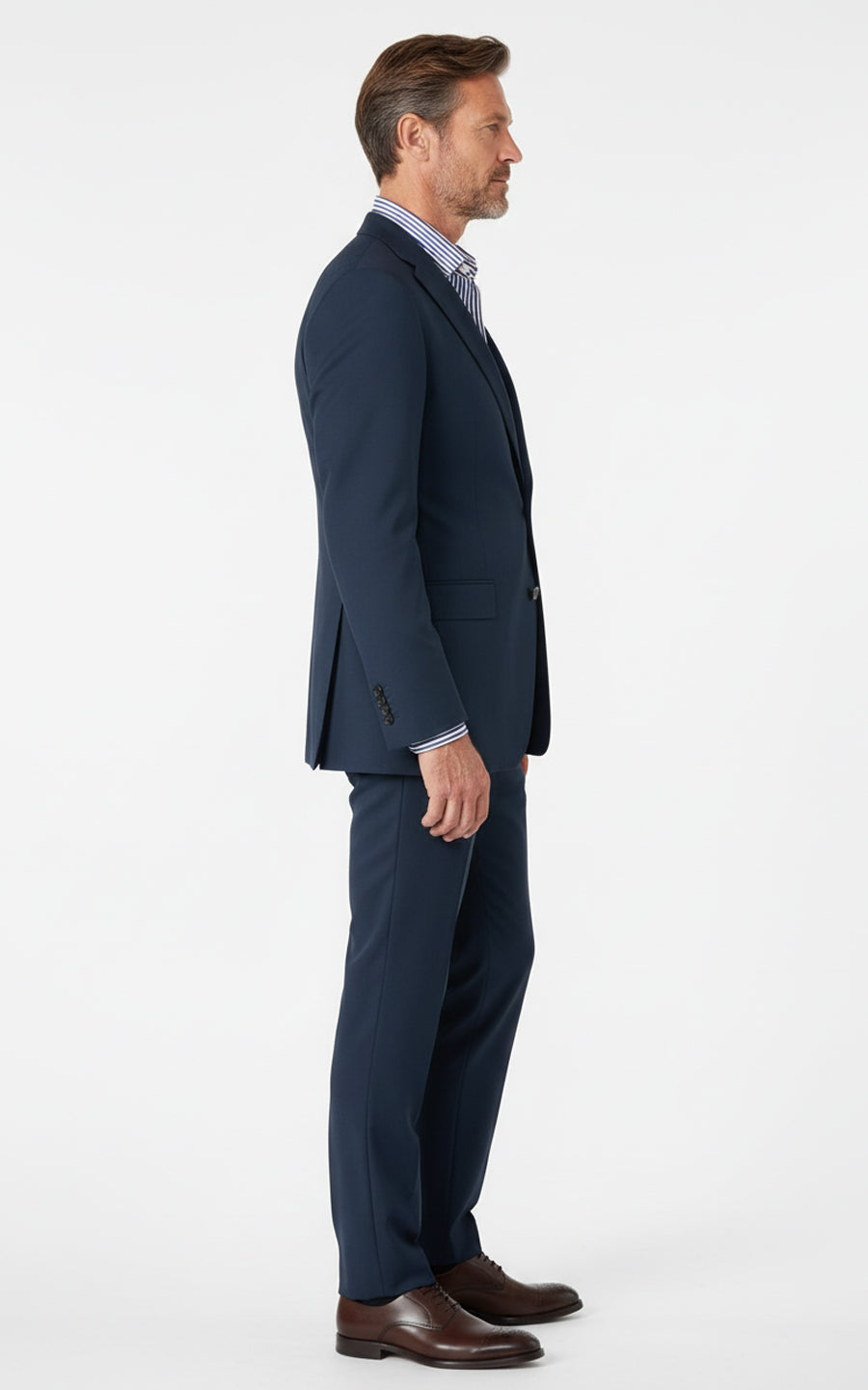 Mens Business Formal Navy Wool Custom Suits Set