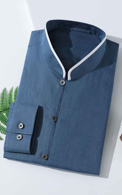 Men's Shirts Linen Casual Shirt - Ukiyo-e Textured Design