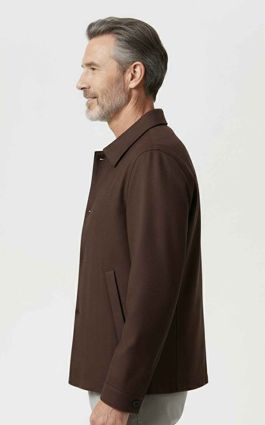 Brown slim fit men's custom casual jacket coat