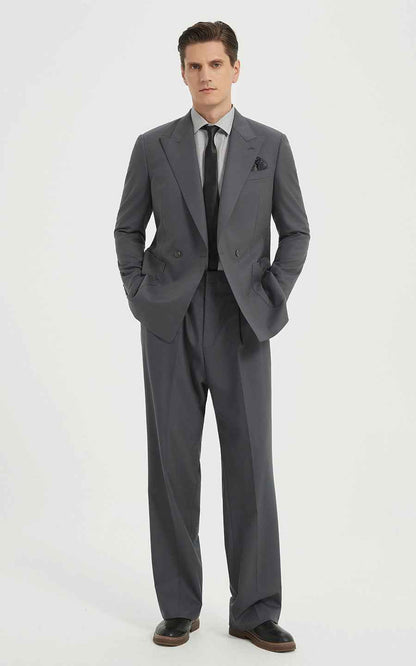 Men's Classic Gray Business Suit - Two Piece Professional Formal Wear