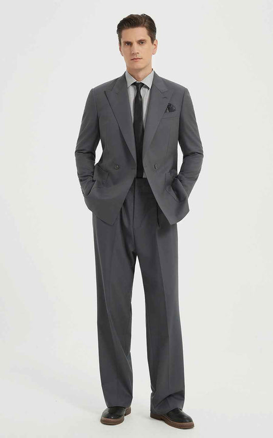 Men's Classic Gray Business Suit - Two Piece Professional Formal Wear
