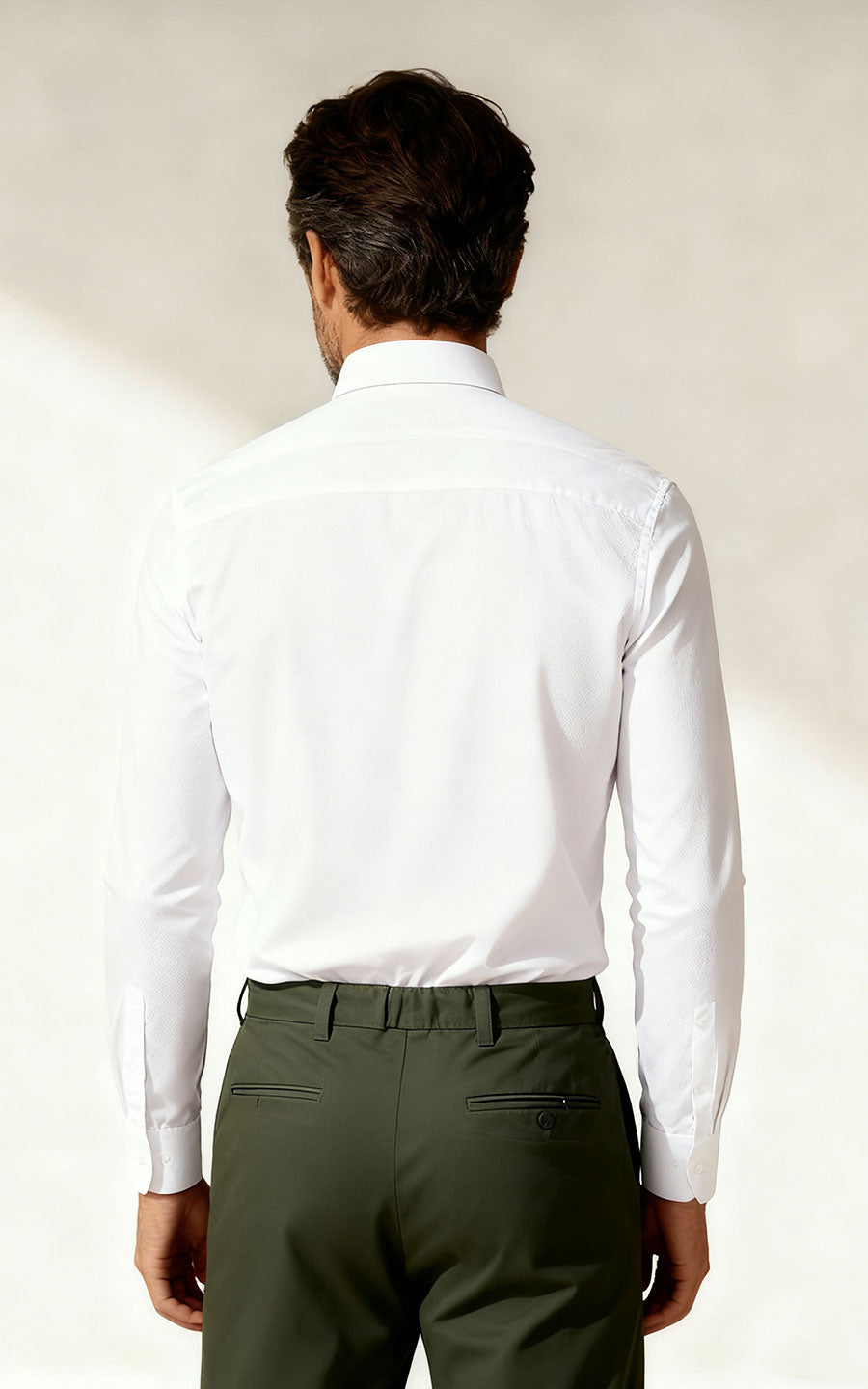 Custom Gold Embroidered White Dress Shirt for Men