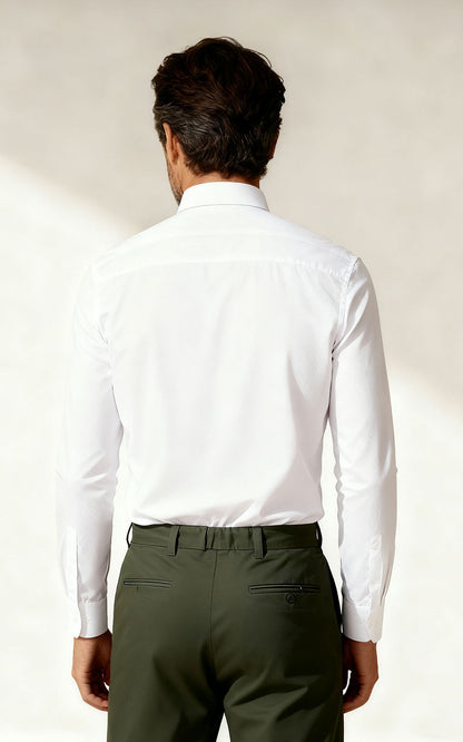 Custom Gold Embroidered White Dress Shirt for Men