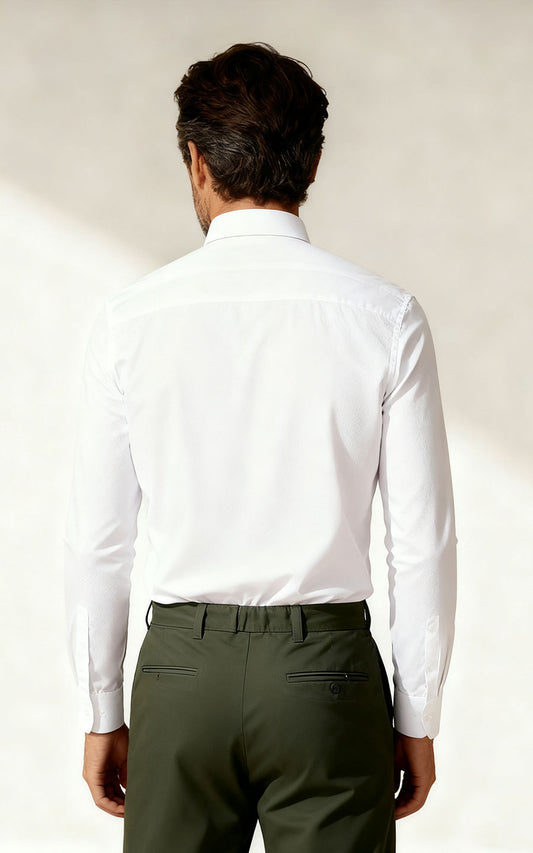 Custom Gold Embroidered White Dress Shirt for Men