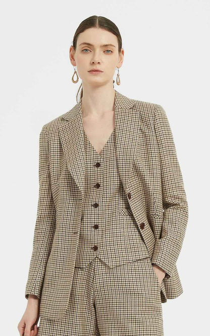 Custom Suits - Houndstooth Blazer Dress with Pockets