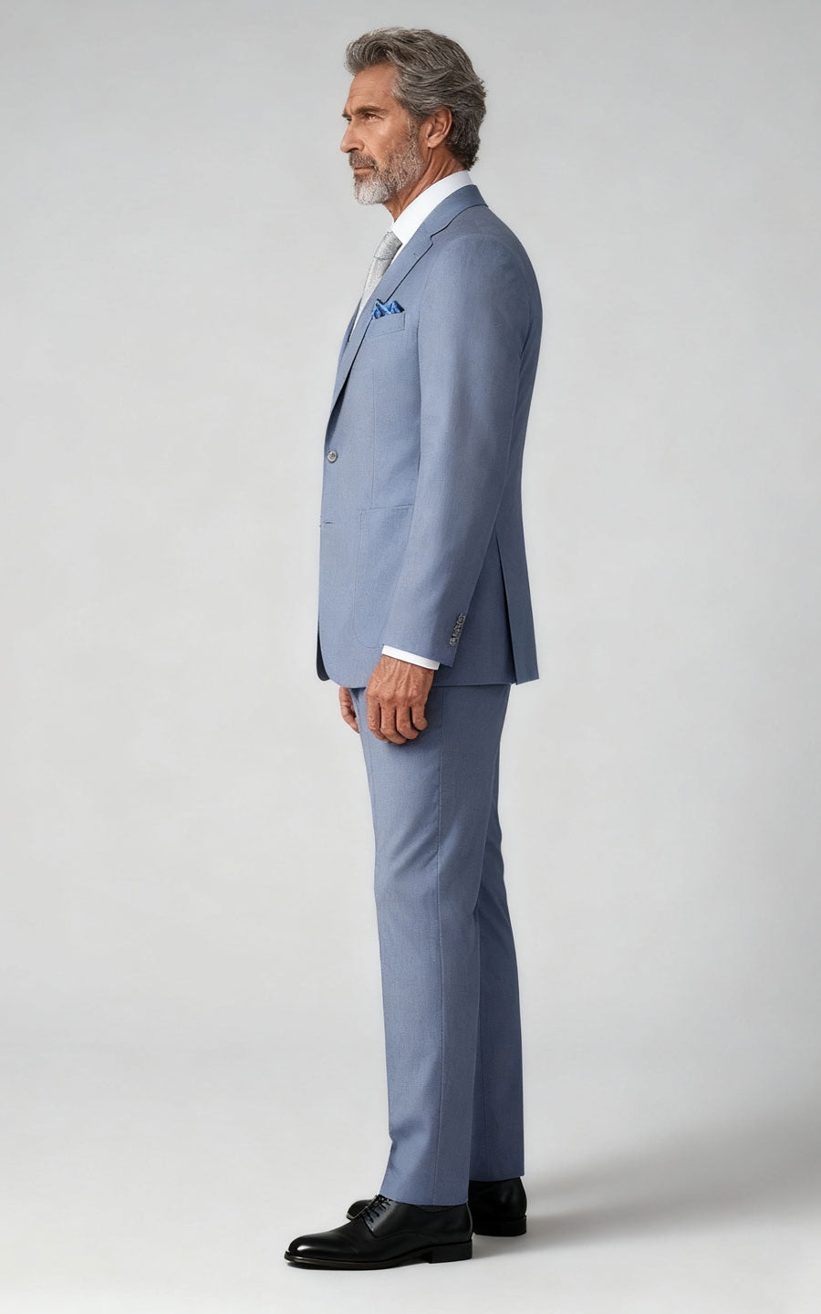 Custom Light Haze Blue Tailored Suit - Premium Online