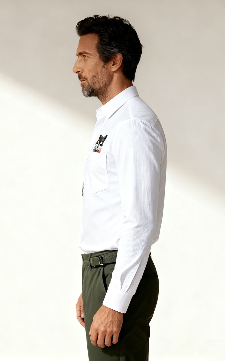 White Shirt with Cute Fox Embroidery - Custom Tailored
