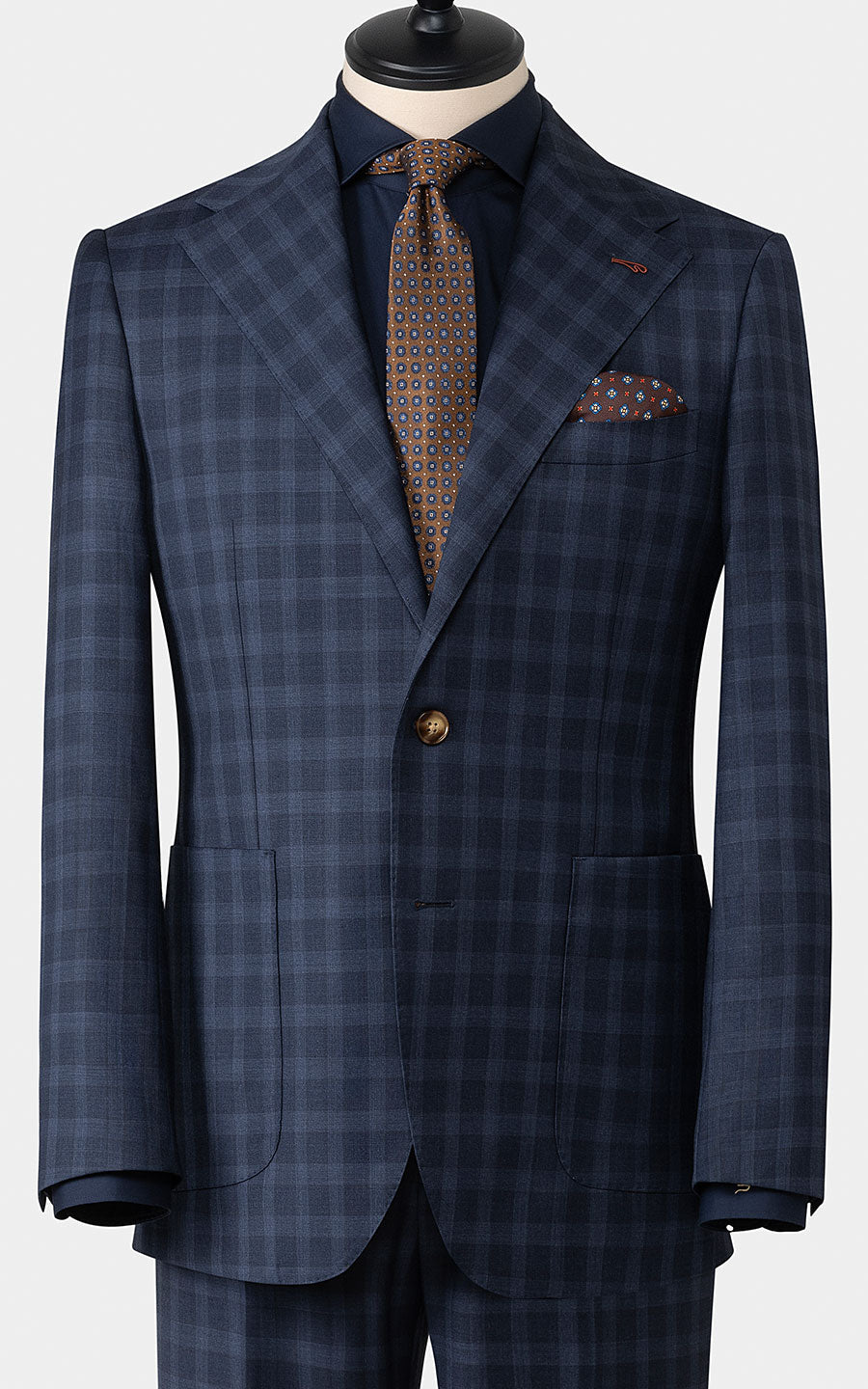 Navy Plaid Suit Profile - Professional Business Style