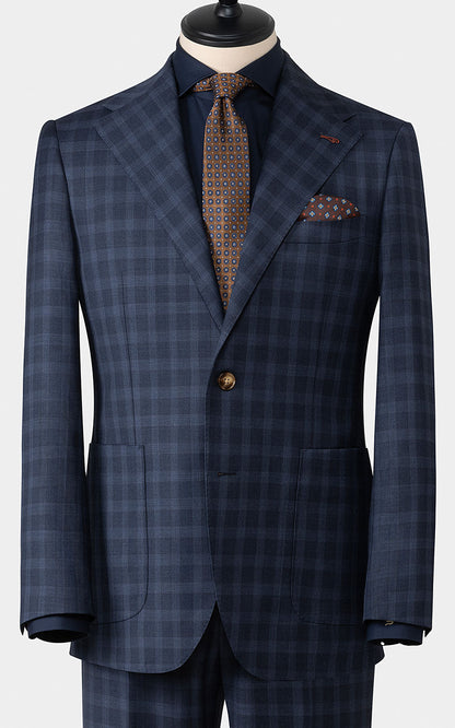 Navy Plaid Suit Profile - Professional Business Style