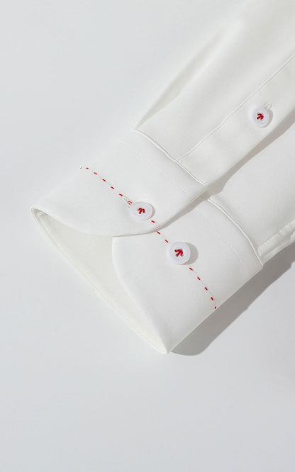 Pearl White Dress Shirt Collar Detail - Custom Fit