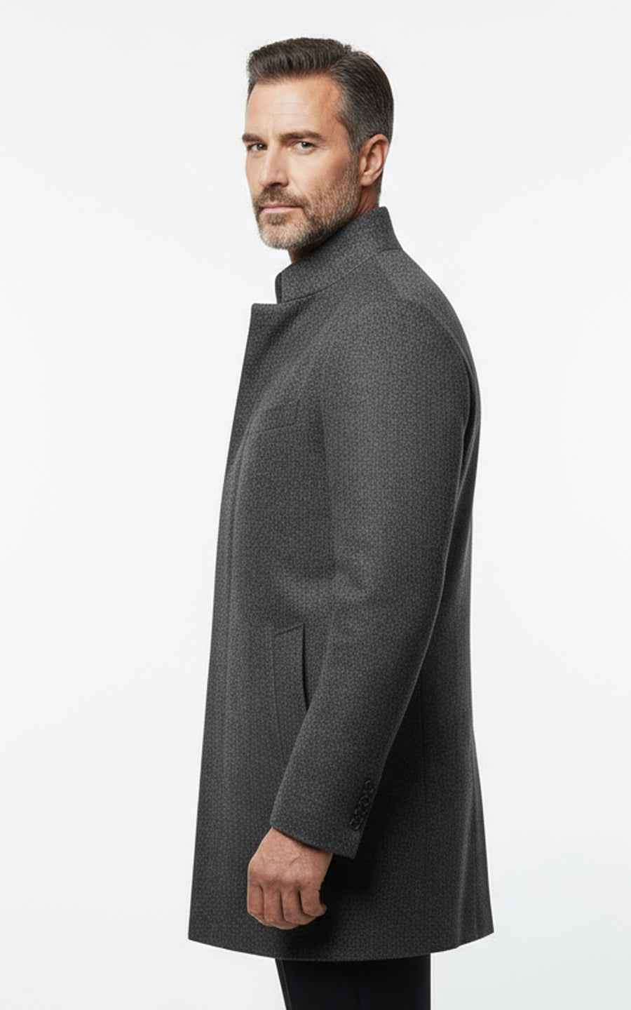 Men's premium grey custom autumn/winter casual overcoat