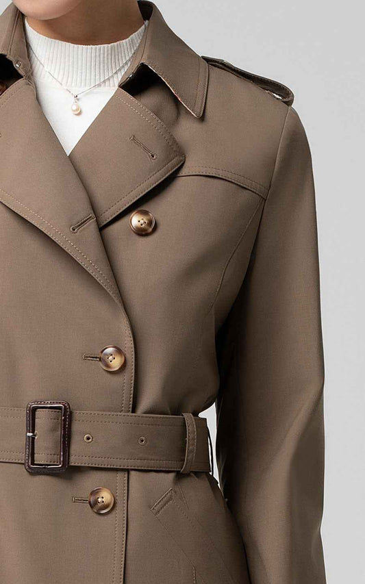 Women's Classic Double-Breasted Trench Coat - Khaki