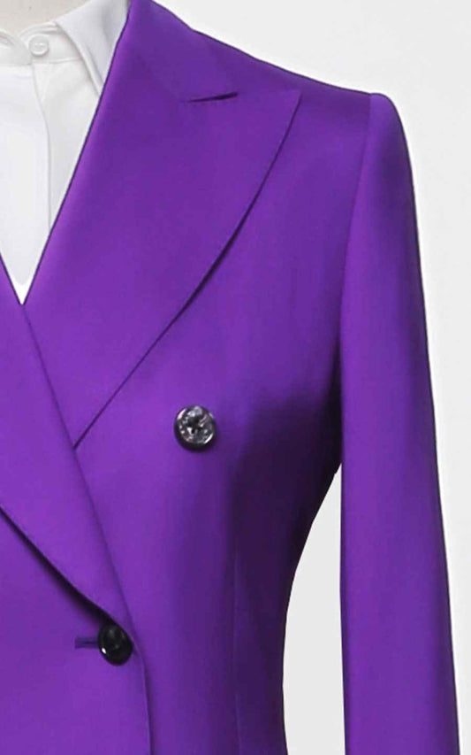 Women's Purple Double Breasted Blazer Jacket