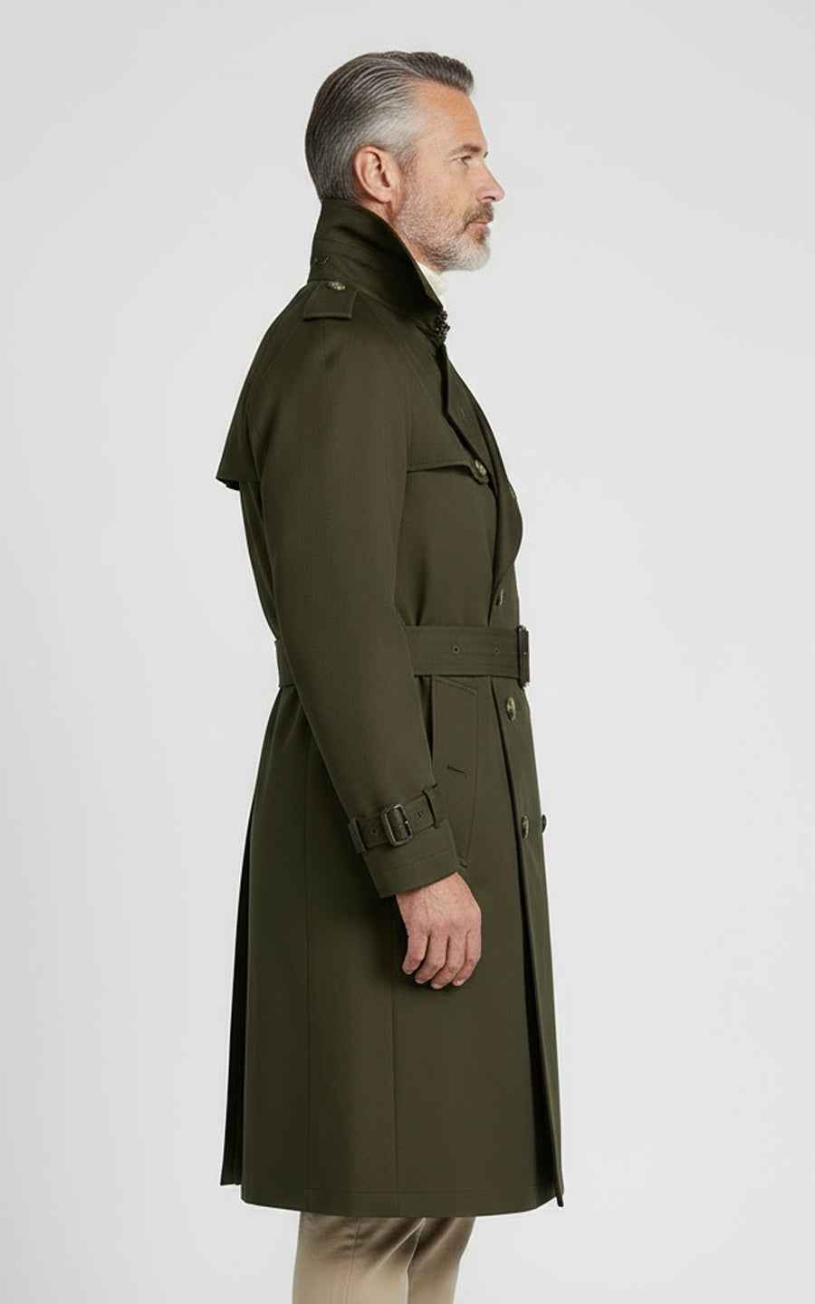 Made men's premium dark green double-breasted Custom trench coat