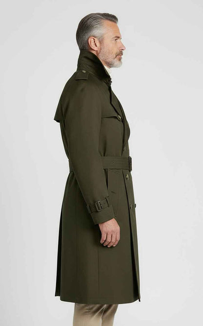 Made men's premium dark green double-breasted Custom trench coat