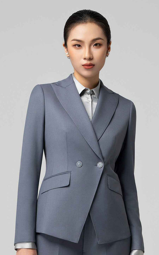 Women's Black Double-Breasted Business Suit Set