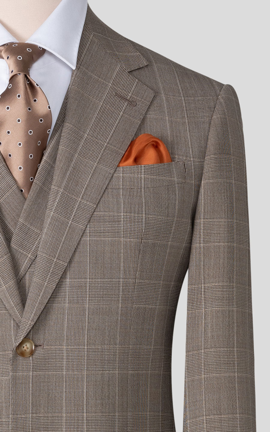 Light brown checkered pattern blazer bespoke detail