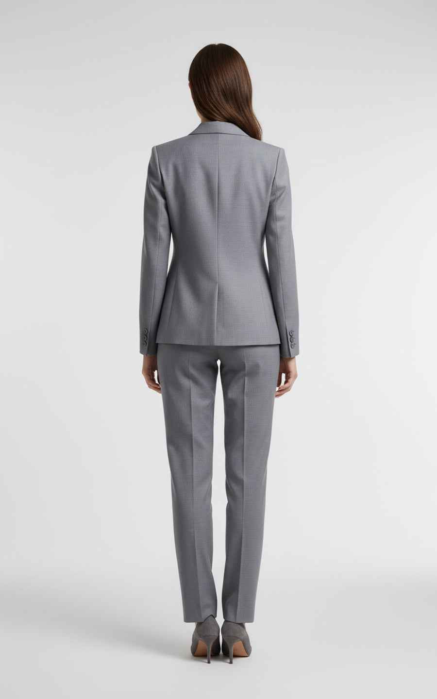 Women's Grey Single-Button Suit Set