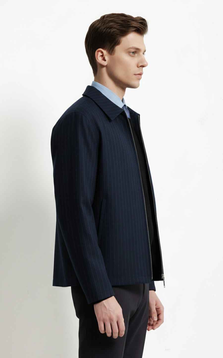 Premium Navy Blue Casual Slim Fit Men's Custom Jacket