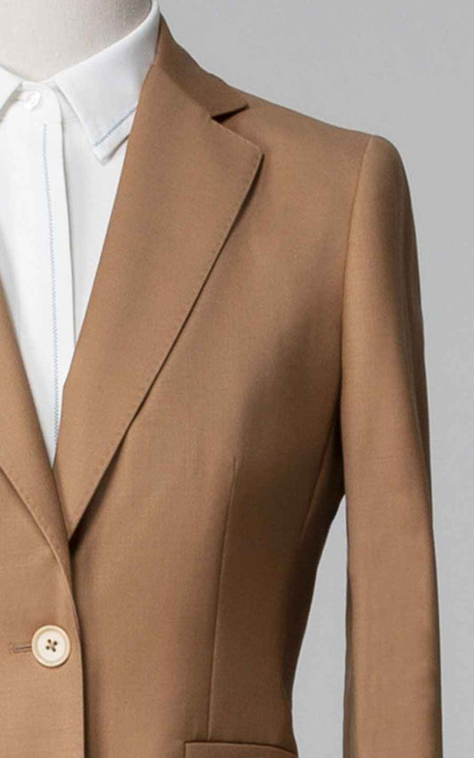 Women's Camel Single Button Blazer Jacket