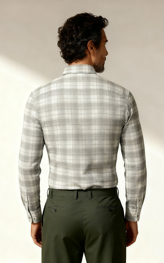 Light Grey Cotton Button Down Shirt Business Casual