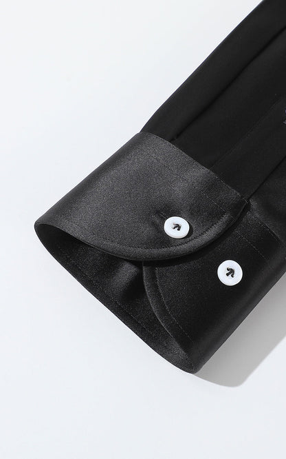 Men's Black Dress Shirt Collar Detail - Business Style