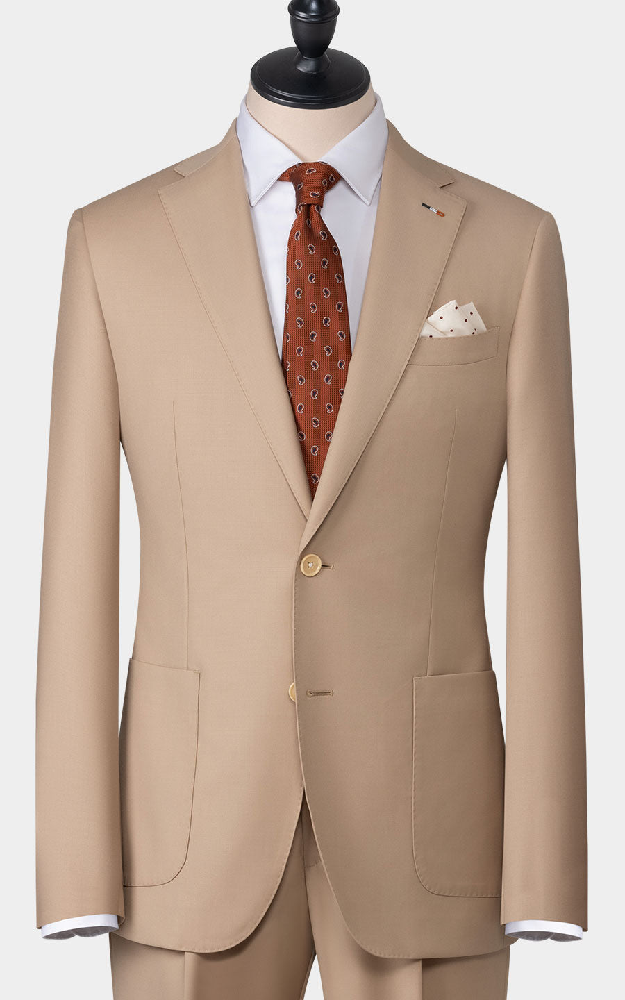 Custom Khaki Business Suit Side - Professional Menswear