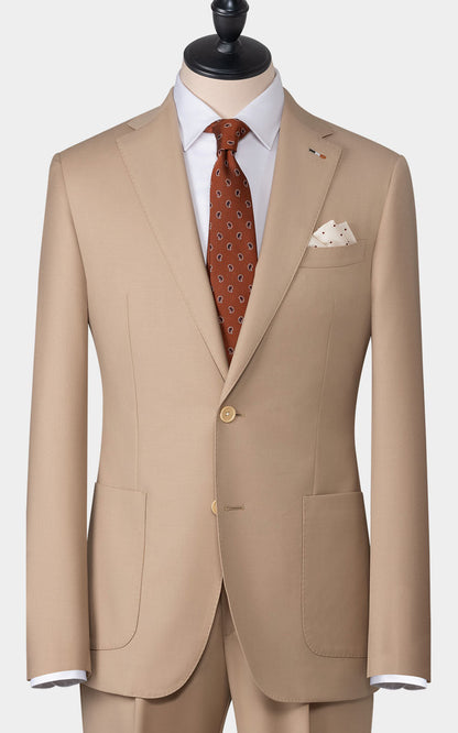 Custom Khaki Business Suit Side - Professional Menswear