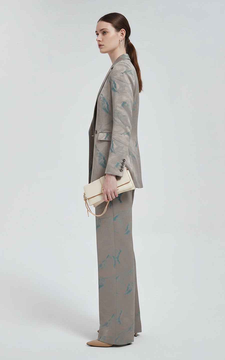 Women's Blazer Set Pastel Camo Trouser Suit