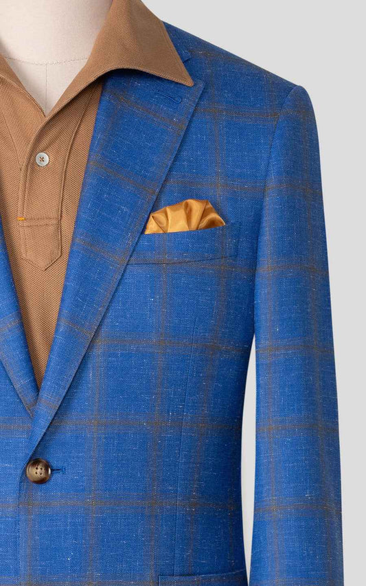 Custom suits Blue Plaid Wool Suit Set - Stylish Casual Wear