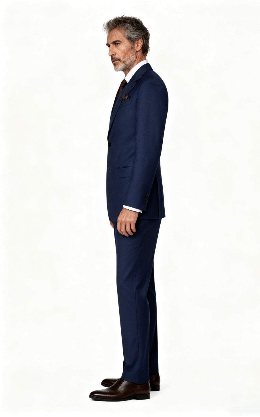 Men's Dark Blue Notch Lapel Business Suit - Custom