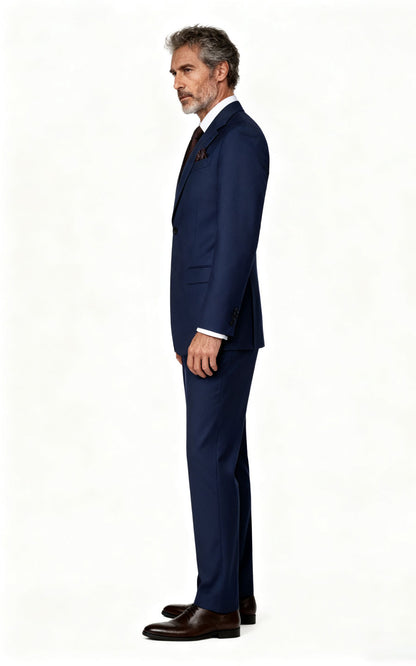 Men's Dark Blue Notch Lapel Business Suit - Custom