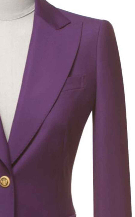 Women's Purple Single Button Blazer Jacket