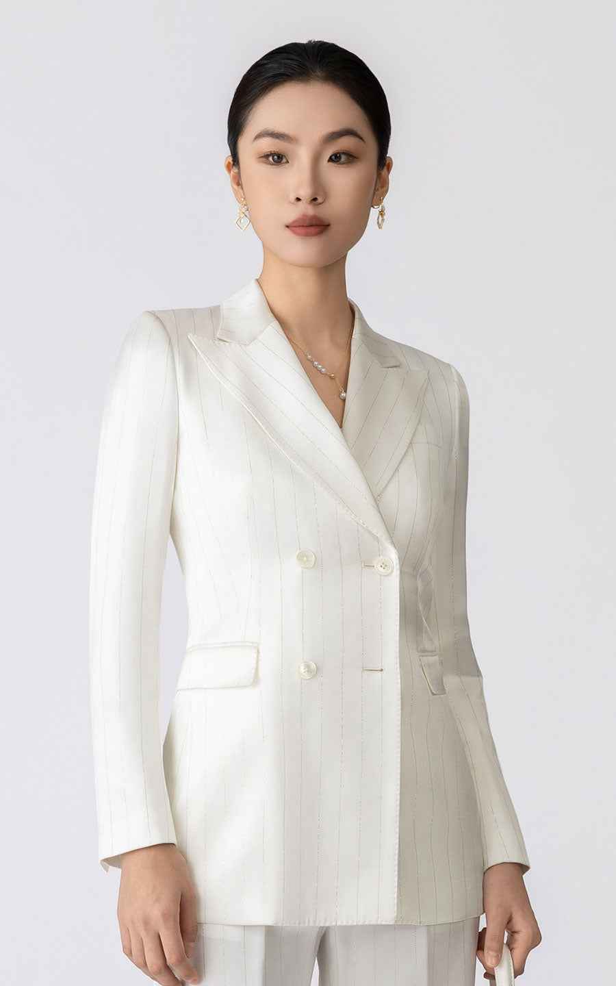White Double-Breasted Blazer Suit - Elegant Classic